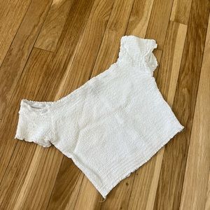 Kendall & Kylie Smocked Over the Shoulder cropped top